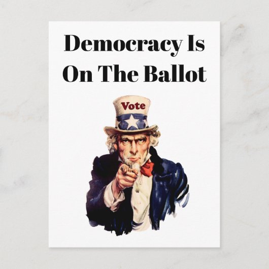 Democratie op de stembus 2026 briefkaart (Voorkant)