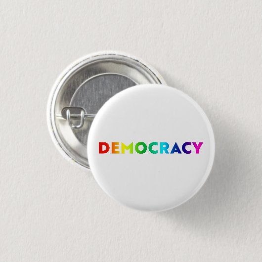 Democratie regenboog gradiënt typografie lgbt trot ronde button 3,2 cm (Voorkant /achterkant)