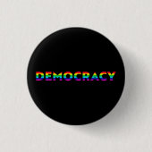 Democratie regenboog typografie lgbtq trots zwart ronde button 3,2 cm (Voorkant)