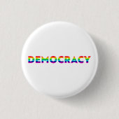 Democratie regenboogtypografie LGBTQ Gay Pride Ronde Button 3,2 Cm (Voorkant)