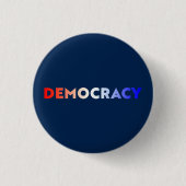 Democratie rood wit blauw gradiënt typografie mari ronde button 3,2 cm (Voorkant)