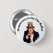 Democratie staat op de agenda voor 2022 ronde button 5,7 cm (Voorkant /achterkant)