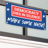 Democratie sterft in stilte spandoek (Buitenkant Gebouw)