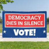 Democratie sterft in stilte spandoek (Buitenkant)