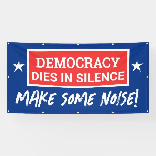 Democratie sterft in stilte spandoek (Horizontaal)