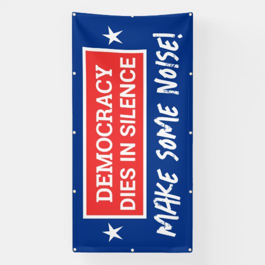 Democratie sterft in stilte spandoek (Verticaal)