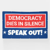 Democratie sterft in stilte spandoek (Horizontaal)