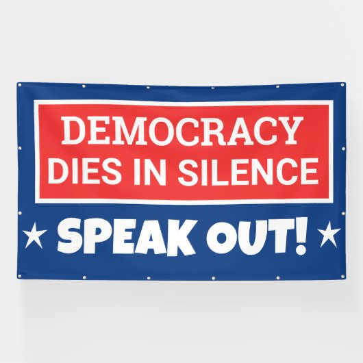 Democratie sterft in stilte spandoek (Horizontaal)
