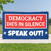 Democratie sterft in stilte spandoek (Buitenkant)