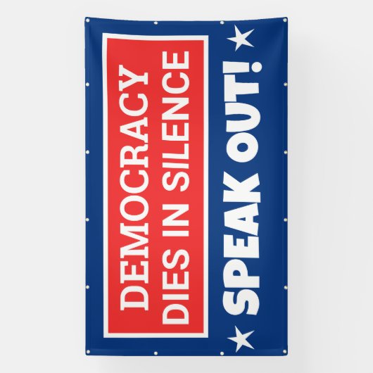 Democratie sterft in stilte spandoek (Verticaal)