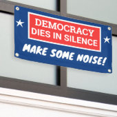 Democratie sterft in stilte spandoek (Buitenkant Gebouw)