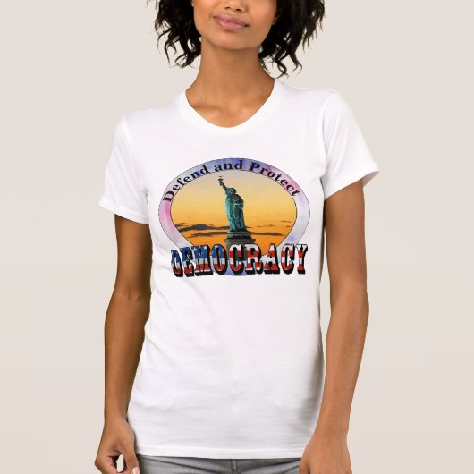 DEMOCRATIE verdedigen en beschermen T-shirt (Voorkant)