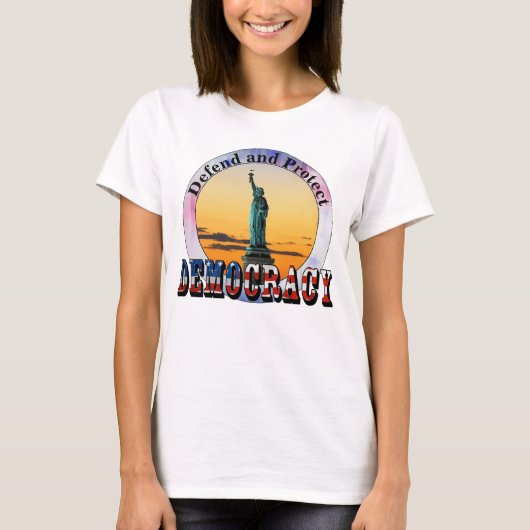 DEMOCRATIE verdedigen en beschermen T-shirt (Voorkant)