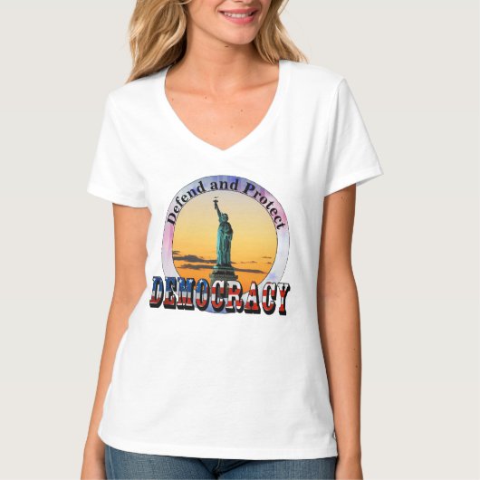 DEMOCRATIE verdedigen en beschermen T-shirt (Voorkant)