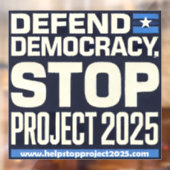 Democratie verdedigen, stop Project 2025 Raamsticker (Vel 2)