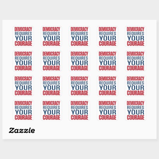 Democratie vereist moed | Rood Blauw | Vierkante Sticker (Vel)