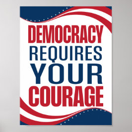 Democratie vereist moed | Vlag | Poster