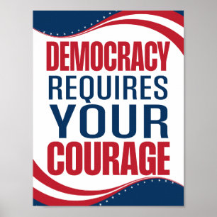 Democratie vereist moed   Vlag   Poster