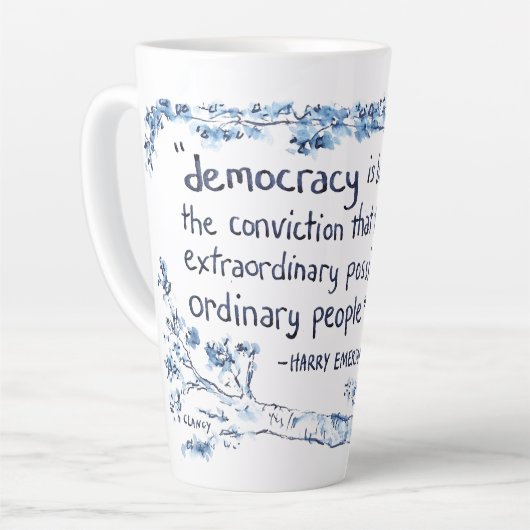 Democratie Voor Mensen latte mok (Linkerhoek)