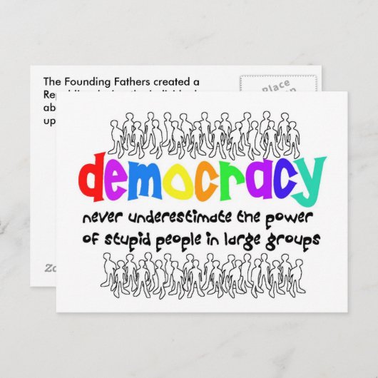 Democratie, wie heeft die nodig? briefkaart (Voorkant / Achterkant)