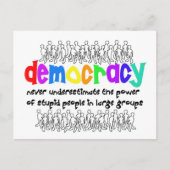 Democratie, wie heeft die nodig? briefkaart (Voorkant)