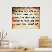 Democratie zal verdwijnen bij prijsopgave poster (Keuken)