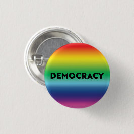 Democratie zwarte tekst regenboog gradiënt lgbt tr ronde button 3,2 cm
