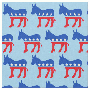 Democratisch Donkey Cute Blue Political Stof