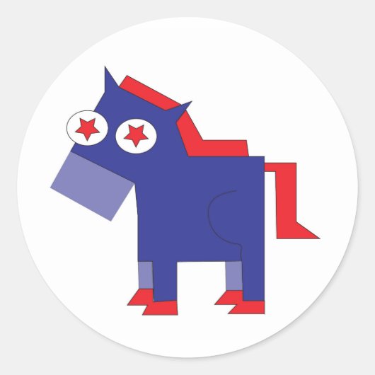 Democratisch Donkey Ronde Sticker (Voorkant)
