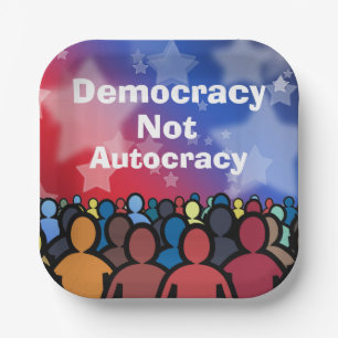 Democratisch en geen autocratie papieren bordje
