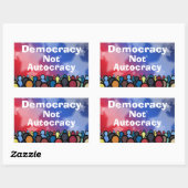 Democratisch en geen autocratie rechthoekige sticker (Vel)
