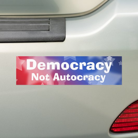 Democratisch en niet autocratisch bumpersticker (Op auto)