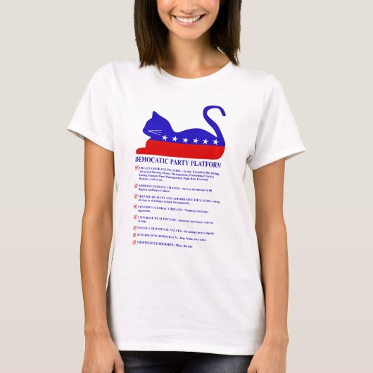 Democratisch partijplatform Funny Political Cat T-shirt (Voorkant)
