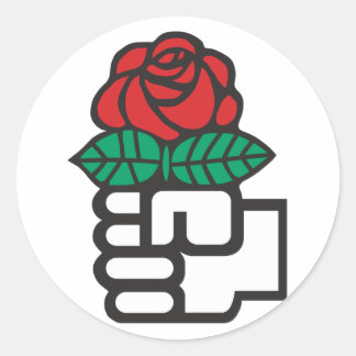 Democratisch Socialisme (de eerste en roos) Ronde Sticker