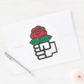 Democratisch Socialisme (de eerste en roos) Ronde Sticker (Envelop)