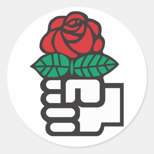 Democratisch Socialisme (De eerste en Roos Symbool Ronde Sticker (Voorkant)