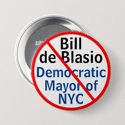 Democratische burgemeester van Blasio New York Ronde Button 7,6 Cm (Voorkant /achterkant)