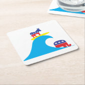 Democratische Donkey Ridt de blauwe golf uit Kartonnen Onderzetters (Schuin)