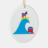 Democratische Donkey Ridt de blauwe golf uit Keramisch Ornament (Rechts)