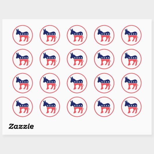Democratische Donkey Ronde Sticker (Vel)