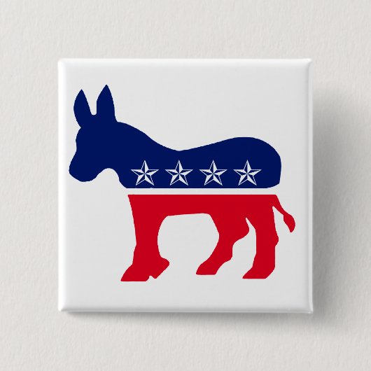 Democratische Donkey Vierkante Button 5,1 Cm (Voorkant)