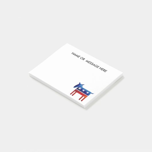 Democratische ezel aangepaste naam of bericht post-it® notes (Schuin)