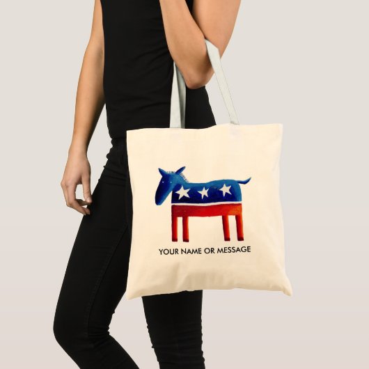 Democratische Ezel Aangepaste Naam Of Bericht Tote Bag (Voorkant (product))