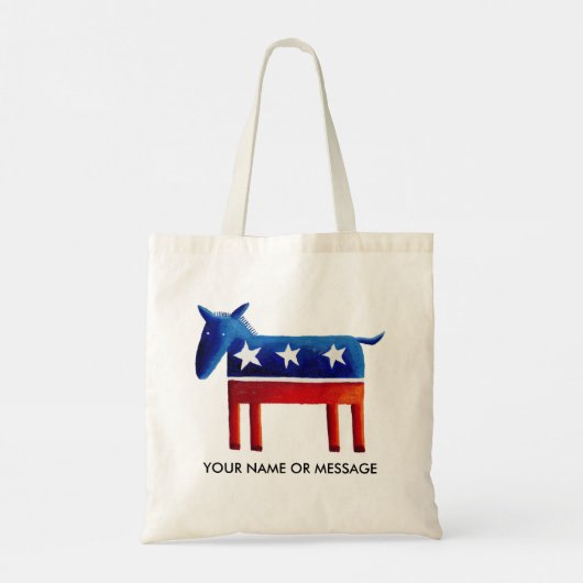Democratische Ezel Aangepaste Naam Of Bericht Tote Bag (Achterkant)