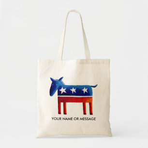 Democratische ezel aangepaste naam of bericht tote bag