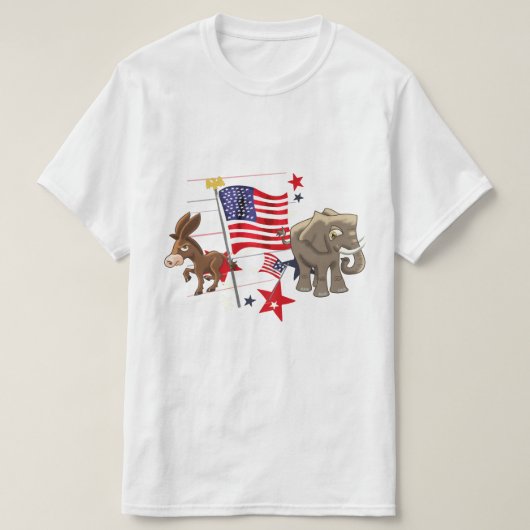Democratische ezel en republikeinse olifant t-shirt (Design voorkant)