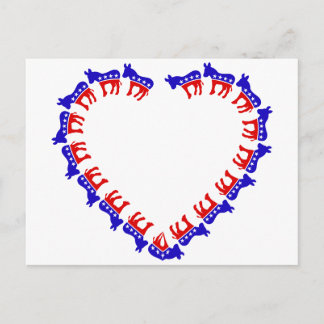Democratische ezel in een hart briefkaart