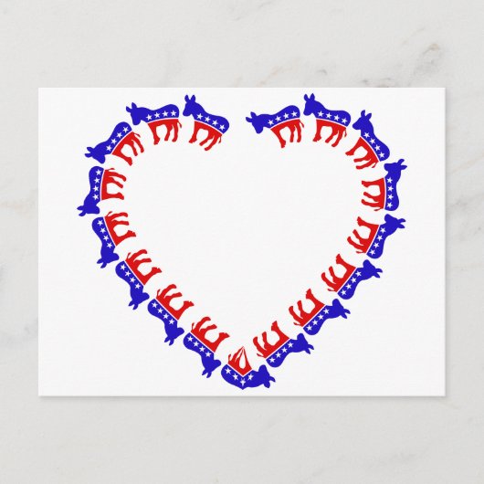 Democratische ezel in een hart briefkaart (Voorkant)