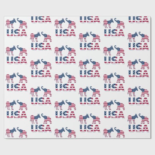 Democratische ezel Republikeinse olifantenpolitiek Cadeaupapier (Vlak)