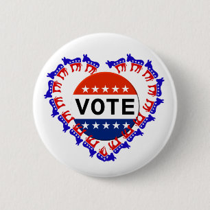 Democratische Ezel --Stemknop Ronde Button 5,7 Cm